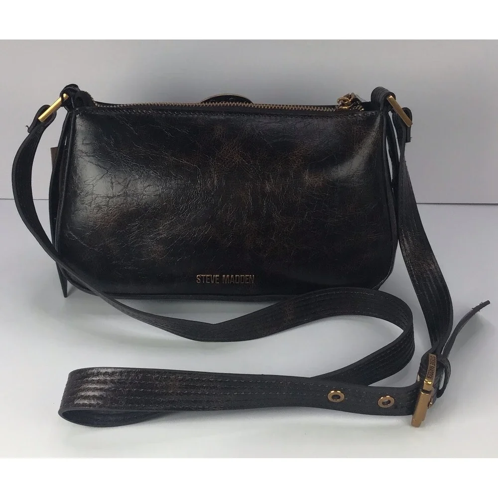 STEVE MADDEN BRubben2 brown distressed crossbody bag
